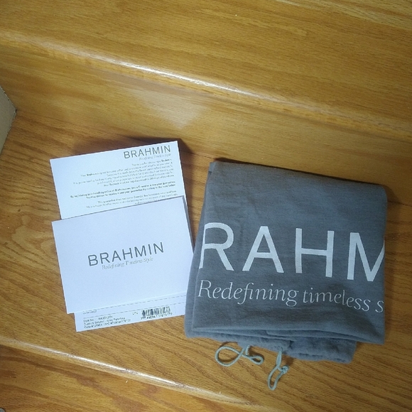Brahmin Gray and Brown Shoulder Bag with Structured Design
